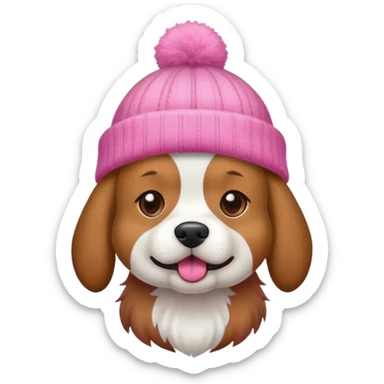 dog wearing a pink beanie sticker