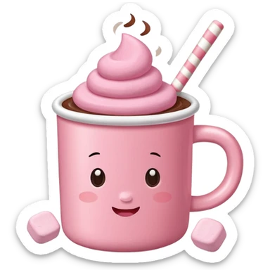 Clean girl hot cocoa baby pink cup and different pink marshmallow  sticker