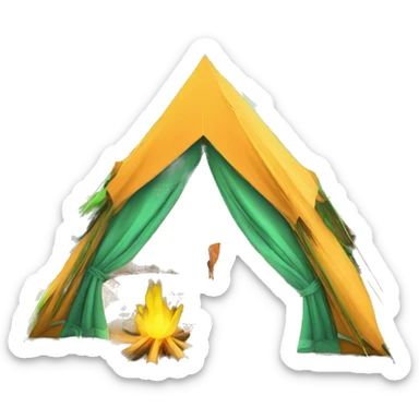 420 psychedelic cartoon Camping under pine trees thick lines sticker