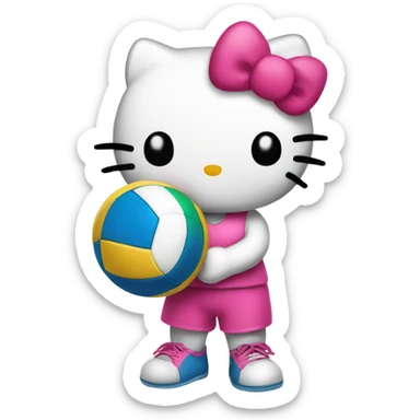hello kitty holding a volleyball sticker