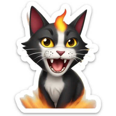 Flying vampire cat breathing fire sticker