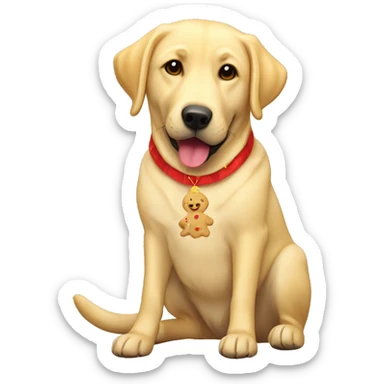 Yellow lab with a Christmas cookie sticker