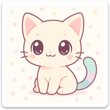 anime style cat character, big eyes, cute pose sticker