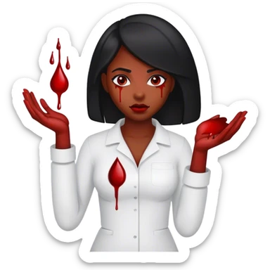 Black woman with blood in her hands  sticker