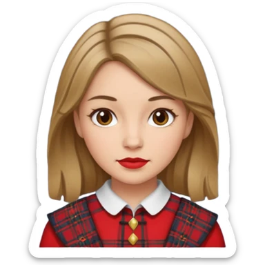 female with scottish red attire and dark blonde hair sticker