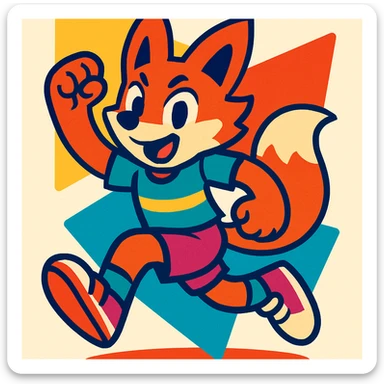 furry anthro character, sporty outfit, energetic pose sticker