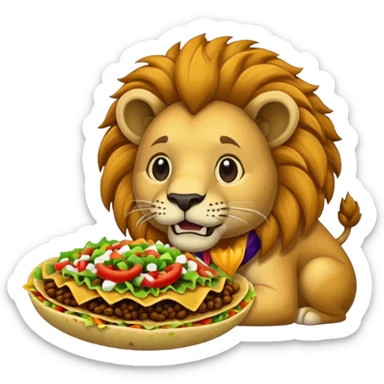 taco eating lion sticker