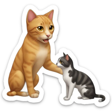 Cat playing with dog sticker