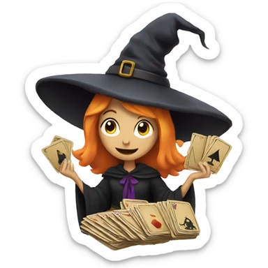 A witch with cards  sticker