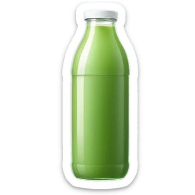 aesthetic green juice in tall clear full drink bottle with white lid realistic soft textures sticker