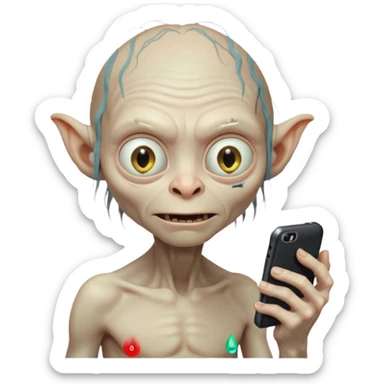 gollum typing a cellphone sticker