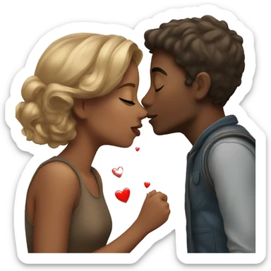 a boy kissing girl and doing romance sticker
