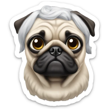 Pug wearing old lady wig sticker