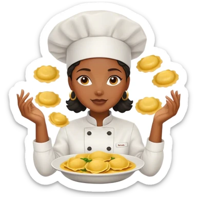 black female chef surrounded by ravioli sticker