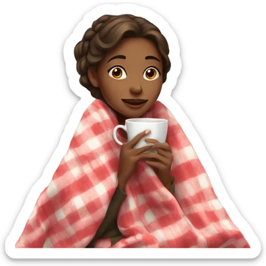 Girl with blanket and tea sticker
