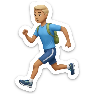 man running to the right, full body, walking clothes sticker