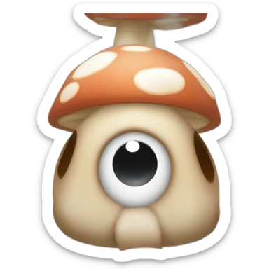 3d sphere with a cartoon Mooshroom skin texture with big beautiful eyes sticker
