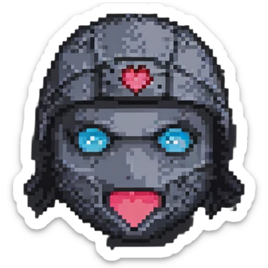 pixel art ninja face, heart eyes, simple background sticker