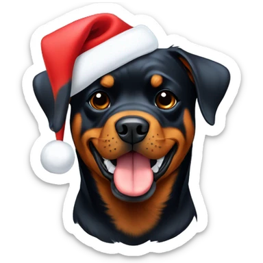 Rottweiler with Christmas hat sticker