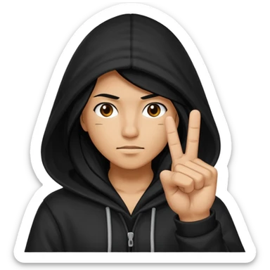 Moreno greñudo con capucha cuba la cara para el dedo del medio sticker