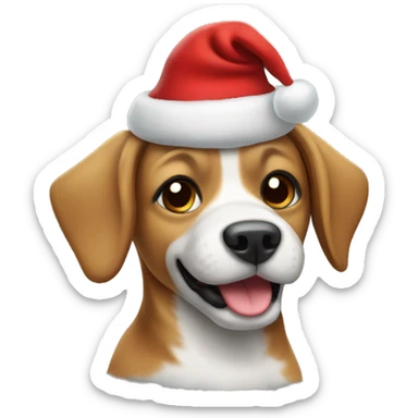 Dog wearing a Christmas hat sticker