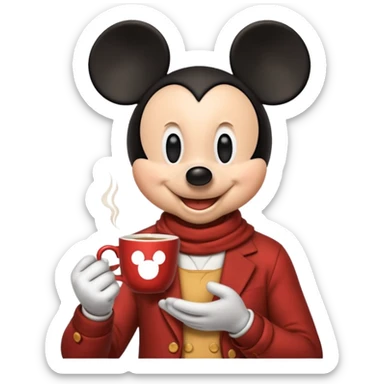 Disney Mickey with a cup of tea sticker