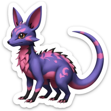 Rare epic aesthetic colorful Salandit-Noibat-Eevee-Genet-species-Fakemon-hybrid-creature, with markings, full body sticker
