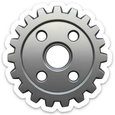 settings gear icon for site navigation. just one gear. no happy face, just grey. only 6 gear bumps sticker