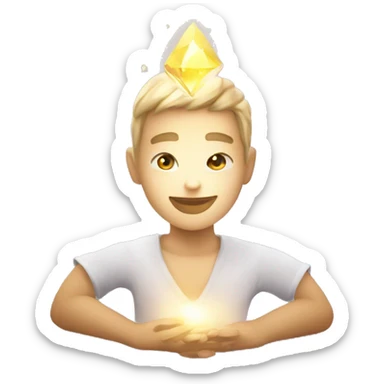 manifesting, person with crystels, glowing lights  sticker
