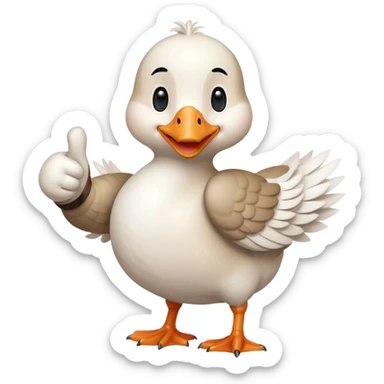 a chibi style adult goose character giving a thumbs up sticker