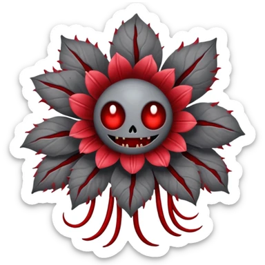 Grey creepy flower with red and blood on inside but as a monster sticker