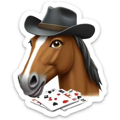 Horse playing poker sticker