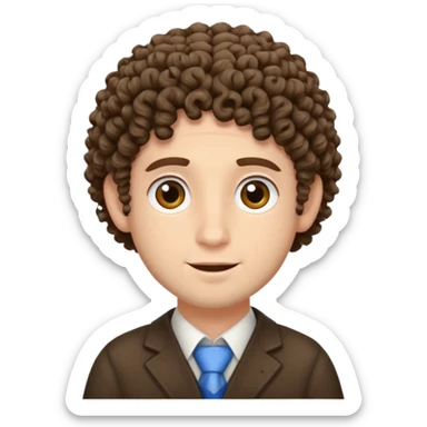 jewish man's face, wearing a tiny yarmulke and curly hair strands sticker