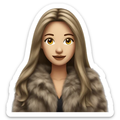 Beautiful realistic long hair light brunette mob wife with fur coat sticker