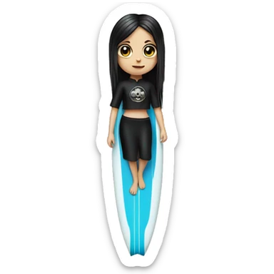 Goth girl on a surfboard  sticker