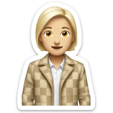 beige and white checkered coat sticker