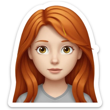 Ginger head girl with long hair and light grey eyes sticker