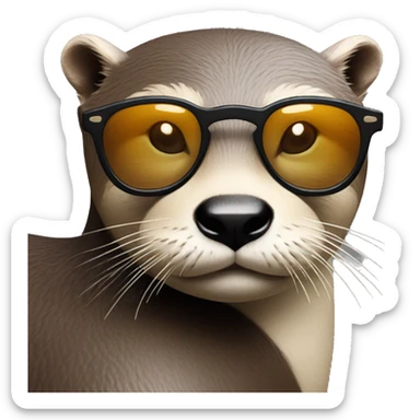 otter with glasses on eames lounge chair sticker