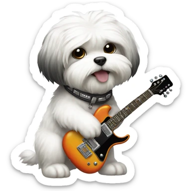 Shitzu dog playing electric guitar sticker
