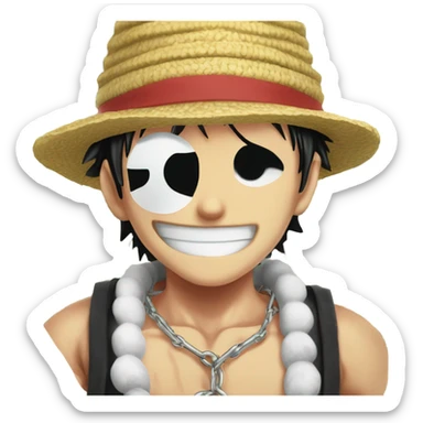 luffy from one piece with a money chain  sticker