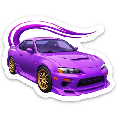 japanese purple wave phonk car drifting sticker