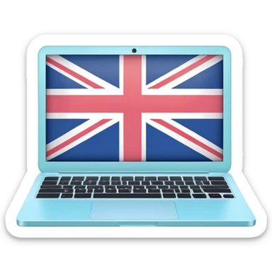 pastel laptop on the screen British flag sticker