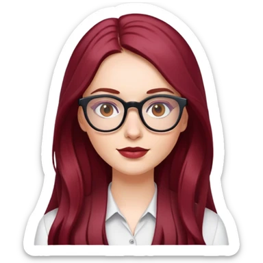 white girl with long burgundy hair and glasses  sticker