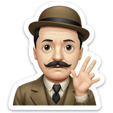 Adolf hitler with a Charlie Chaplin mustache throwing up CK sticker