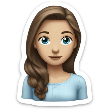 Girl with long brown hair and blue eyes sticker