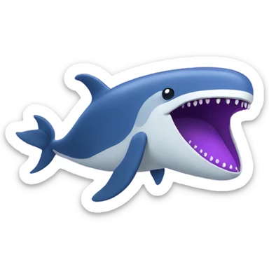 Blue whale purple, open mouth sticker