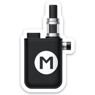 Pixel-art icon, letter [Б], designed as mini vape pod. Square canvas, same style as other letters. Black/metallic, flat vector, white outline. sticker