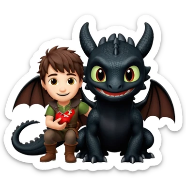 toothless(the dragon)+hiccup sticker
