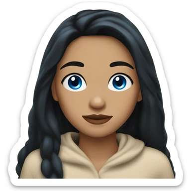 woman with long black hair, enchanting blue eyes, and tan skin sticker