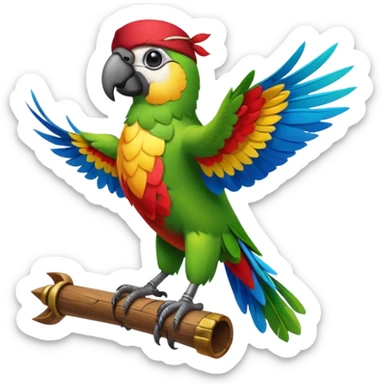 Flying pirat parrot with a frontal view sticker